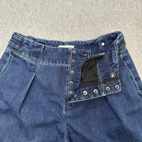 Habitual Jeans WMNS 27 Cypress Wide Leg Denim Capris Blue Snap Button Pleated - Picture 4 of 11